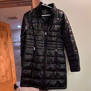 Andrew Marc Black Long Quilted Puffer Coat